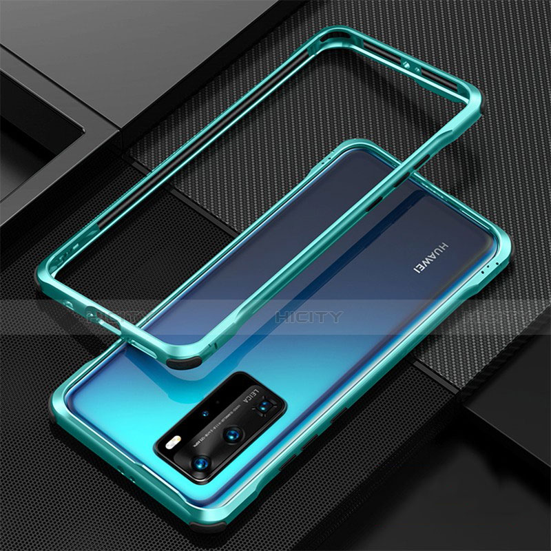 Funda Bumper Lujo Marco de Aluminio Carcasa T01 para Huawei P40 Pro Cian