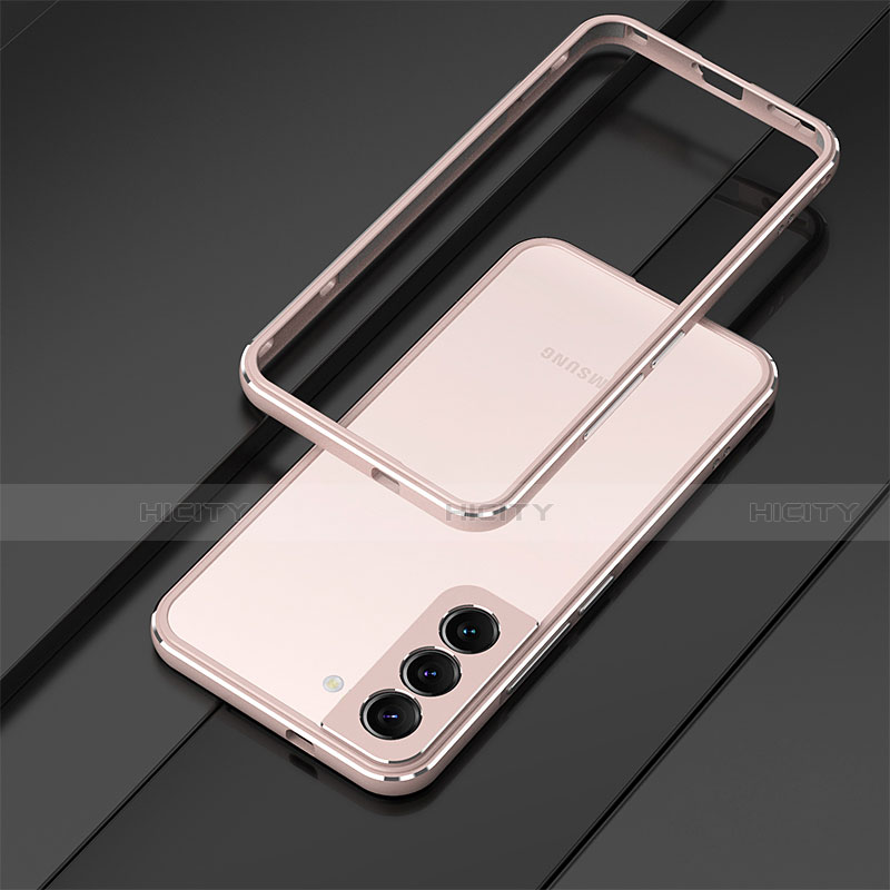 Funda Bumper Lujo Marco de Aluminio Carcasa T01 para Samsung Galaxy S21 5G Oro Rosa