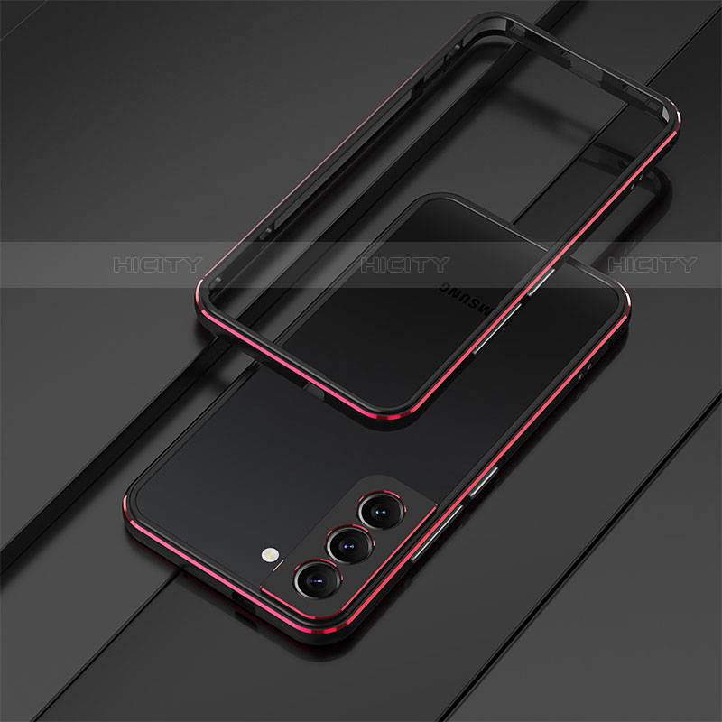 Funda Bumper Lujo Marco de Aluminio Carcasa T01 para Samsung Galaxy S21 Plus 5G Rojo y Negro