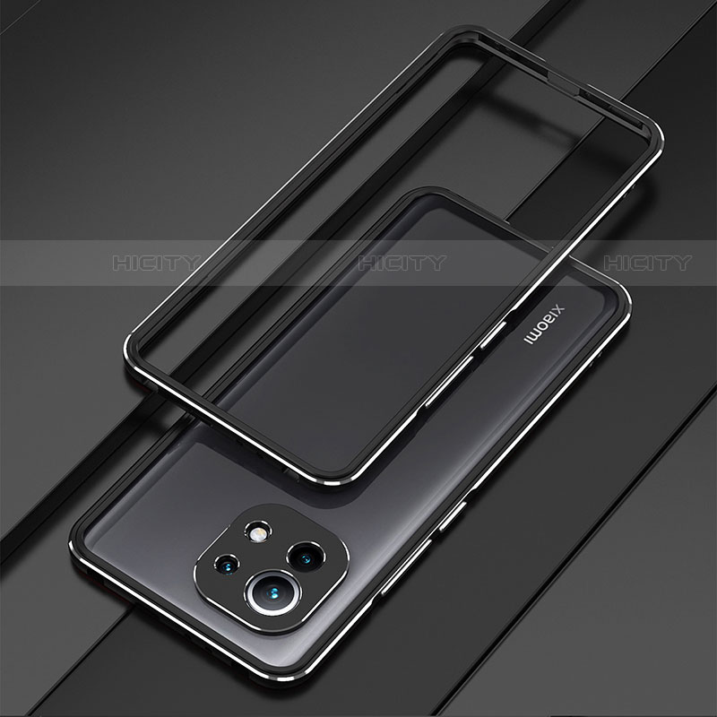 Funda Bumper Lujo Marco de Aluminio Carcasa T01 para Xiaomi Mi 11 Lite 4G Negro