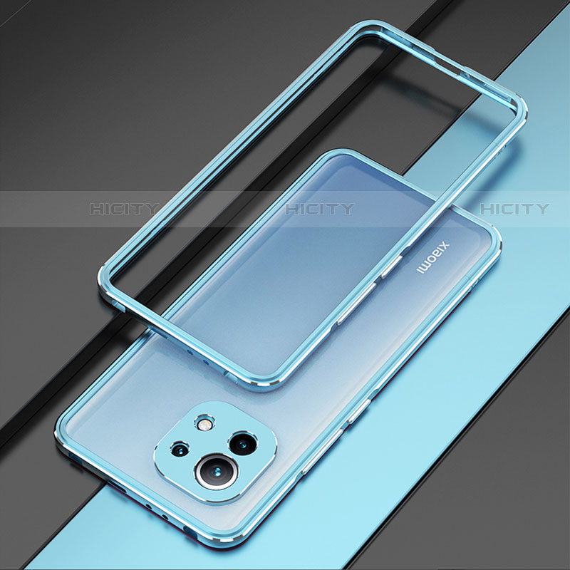 Funda Bumper Lujo Marco de Aluminio Carcasa T01 para Xiaomi Mi 11 Lite 5G NE Azul