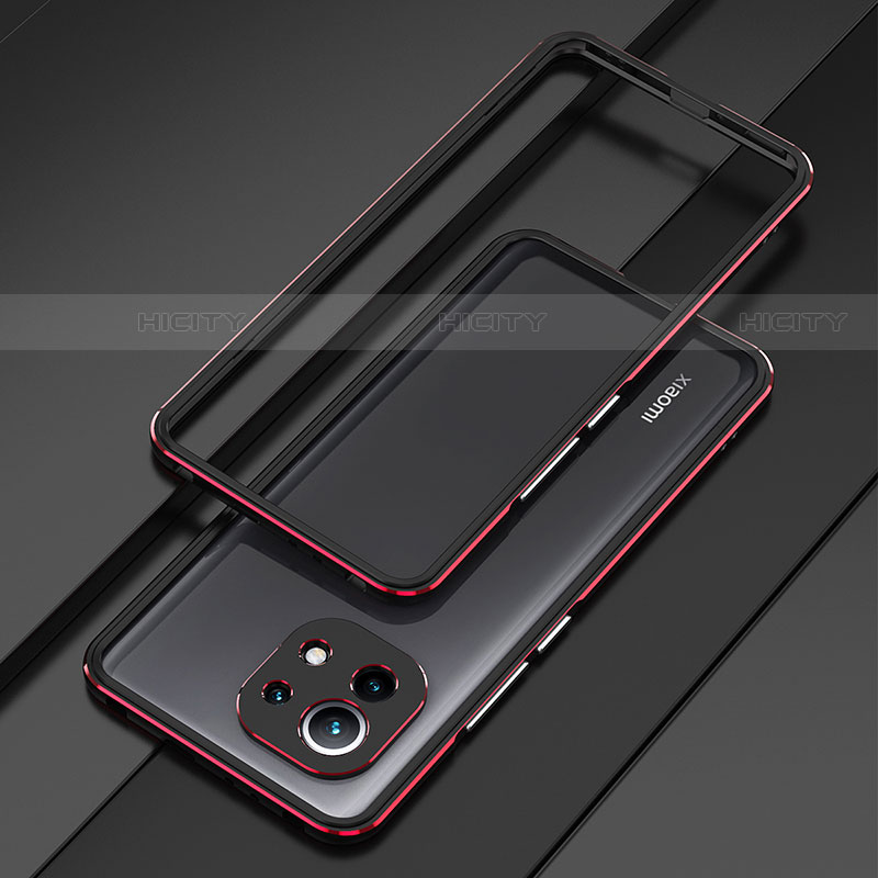 Funda Bumper Lujo Marco de Aluminio Carcasa T01 para Xiaomi Mi 11 Lite 5G Rojo