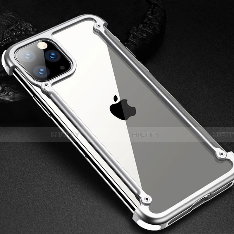 Funda Bumper Lujo Marco de Aluminio Carcasa T02 para Apple iPhone 11 Pro Plata