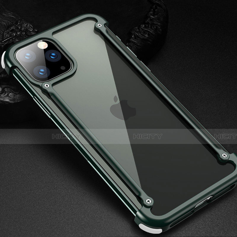 Funda Bumper Lujo Marco de Aluminio Carcasa T02 para Apple iPhone 11 Pro Verde