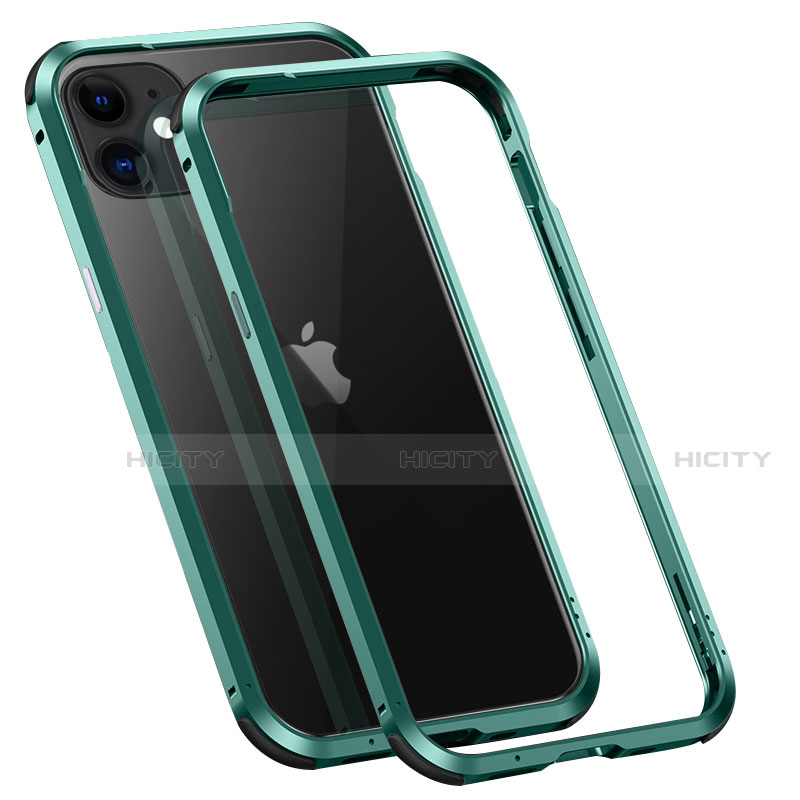 Funda Bumper Lujo Marco de Aluminio Carcasa T02 para Apple iPhone 12 Mini Verde