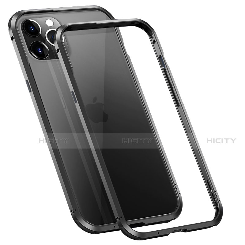 Funda Bumper Lujo Marco de Aluminio Carcasa T02 para Apple iPhone 12 Pro Max Negro