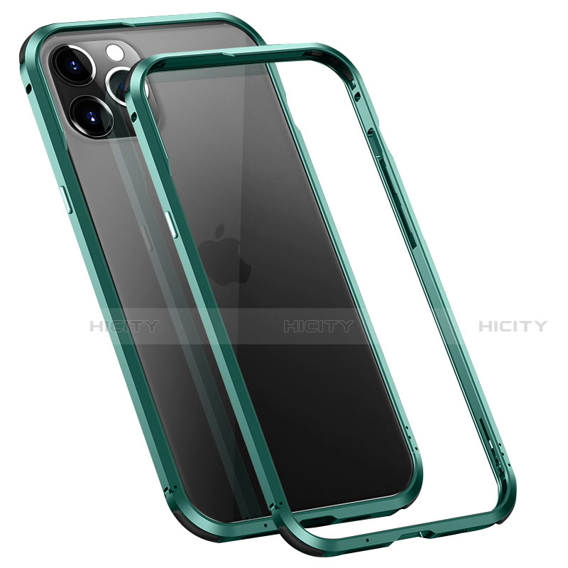 Funda Bumper Lujo Marco de Aluminio Carcasa T02 para Apple iPhone 12 Pro Max Verde