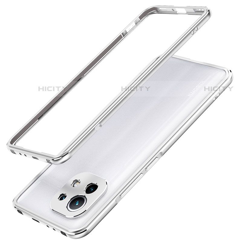 Funda Bumper Lujo Marco de Aluminio Carcasa T02 para Xiaomi Mi 11 5G Plata