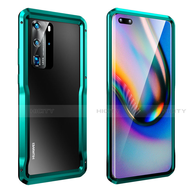 Funda Bumper Lujo Marco de Aluminio Carcasa T03 para Huawei P40 Pro Verde