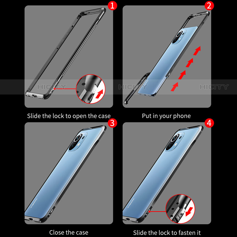 Funda Bumper Lujo Marco de Aluminio Carcasa T03 para Xiaomi Mi 11 Lite 5G