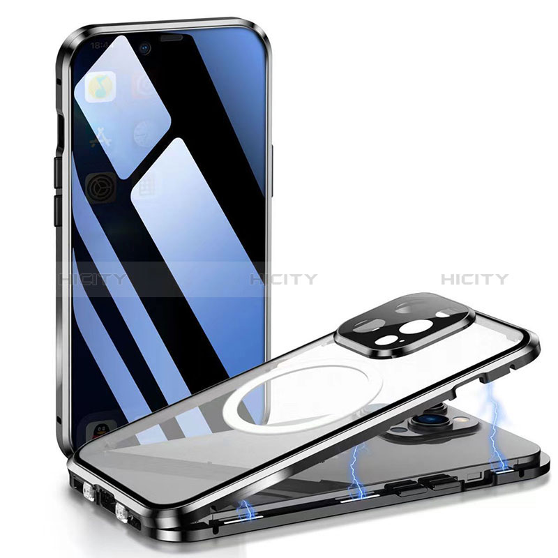 Funda Bumper Lujo Marco de Aluminio Espejo 360 Grados Carcasa con Mag-Safe Magnetic para Apple iPhone 13 Pro