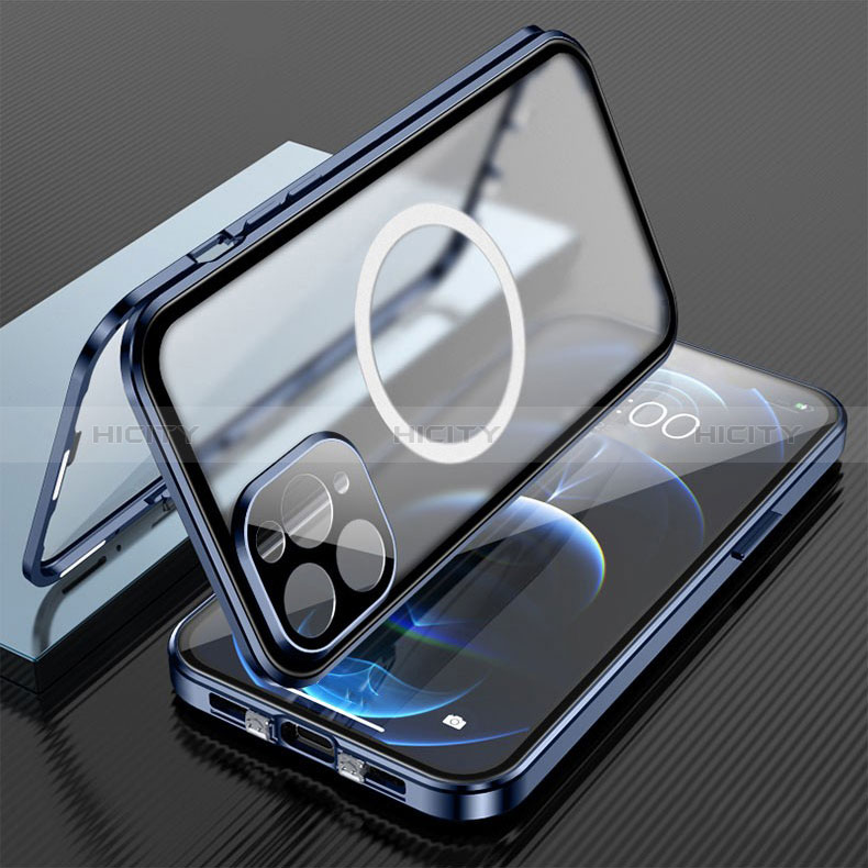 Funda Bumper Lujo Marco de Aluminio Espejo 360 Grados Carcasa con Mag-Safe Magnetic para Apple iPhone 13 Pro