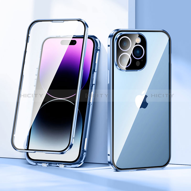 Funda Bumper Lujo Marco de Aluminio Espejo 360 Grados Carcasa LK2 para Apple iPhone 14 Pro