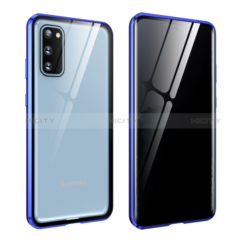 Funda Bumper Lujo Marco de Aluminio Espejo 360 Grados Carcasa LK2 para Samsung Galaxy S20 Azul