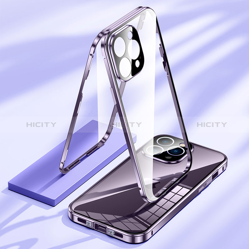 Funda Bumper Lujo Marco de Aluminio Espejo 360 Grados Carcasa LO1 para Apple iPhone 14 Pro Max