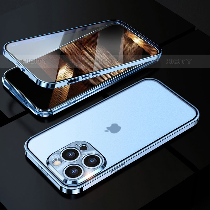 Funda Bumper Lujo Marco de Aluminio Espejo 360 Grados Carcasa M01 para Apple iPhone 15 Pro Max