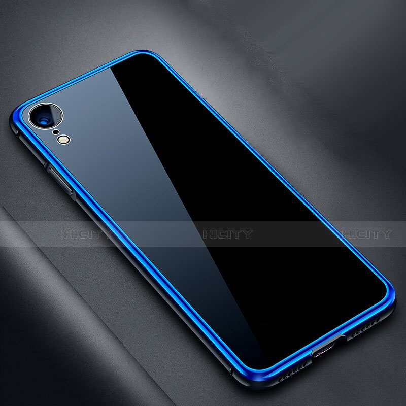 Funda Bumper Lujo Marco de Aluminio Espejo 360 Grados Carcasa M01 para Apple iPhone XR Azul