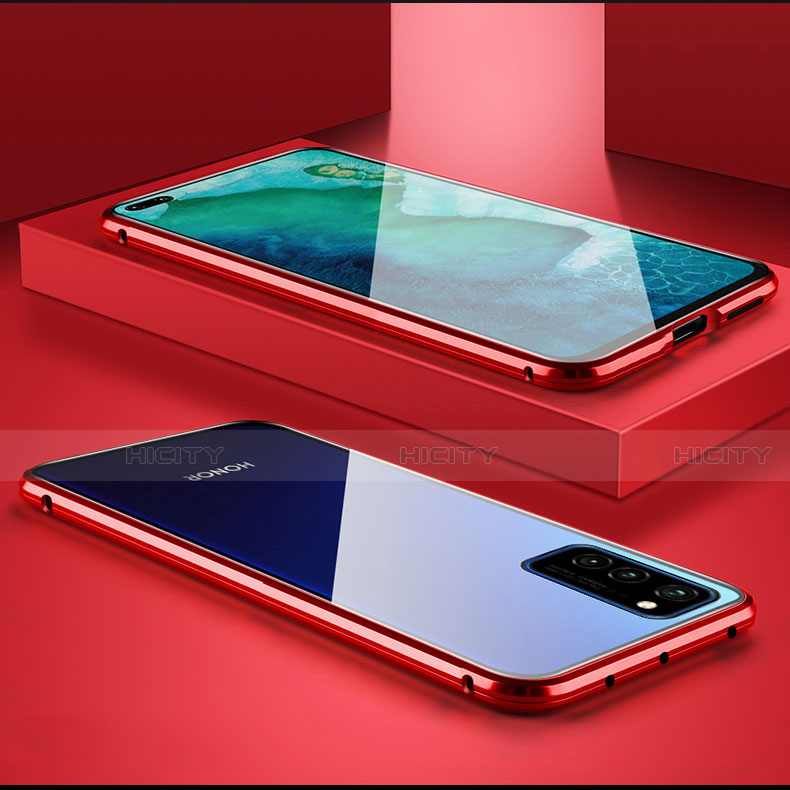 Funda Bumper Lujo Marco de Aluminio Espejo 360 Grados Carcasa M01 para Huawei Honor V30 5G Rojo