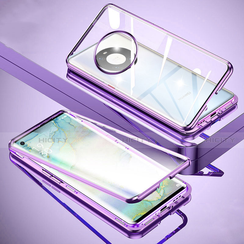 Funda Bumper Lujo Marco de Aluminio Espejo 360 Grados Carcasa M01 para Huawei Mate 40 Morado