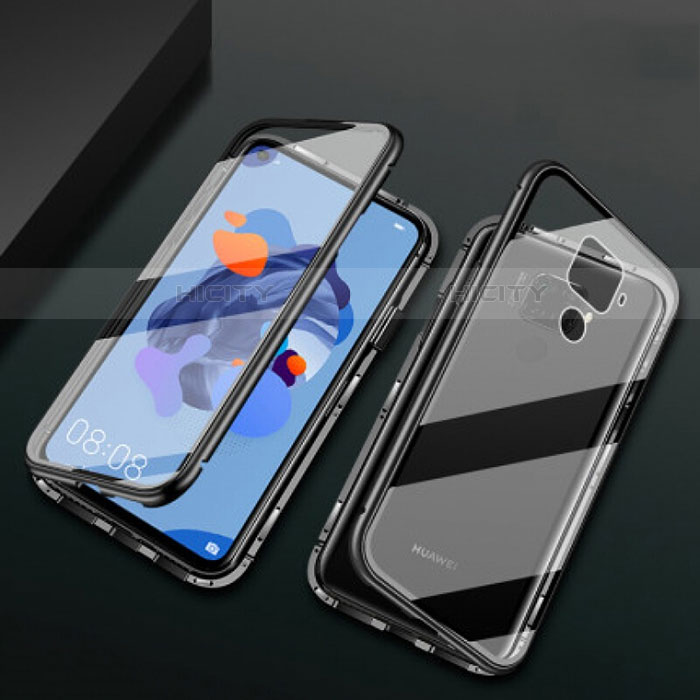 Funda Bumper Lujo Marco de Aluminio Espejo 360 Grados Carcasa M01 para Huawei Nova 5i Pro Negro