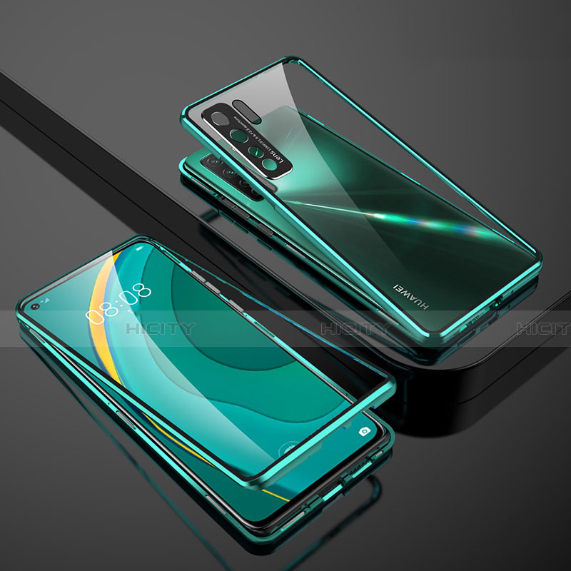 Funda Bumper Lujo Marco de Aluminio Espejo 360 Grados Carcasa M01 para Huawei Nova 7 SE 5G Verde