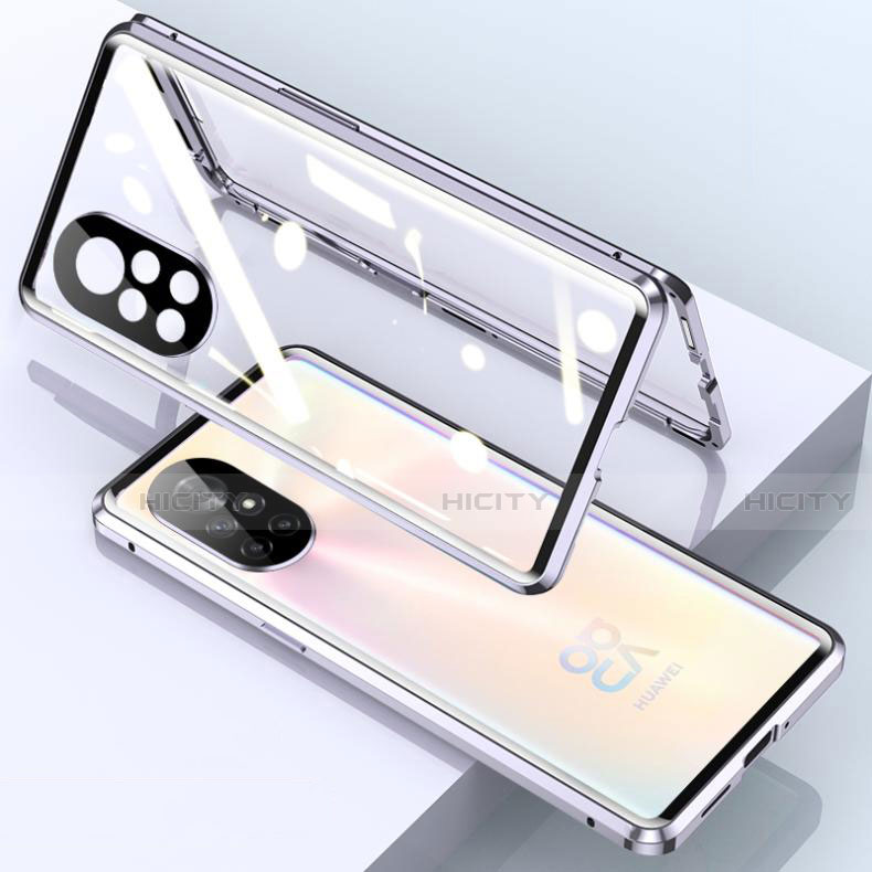 Funda Bumper Lujo Marco de Aluminio Espejo 360 Grados Carcasa M01 para Huawei Nova 8 Pro 5G Plata