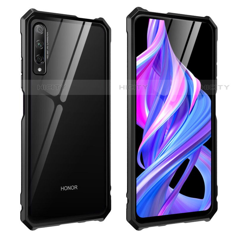 Funda Bumper Lujo Marco de Aluminio Espejo 360 Grados Carcasa M01 para Huawei P Smart Pro (2019) Negro