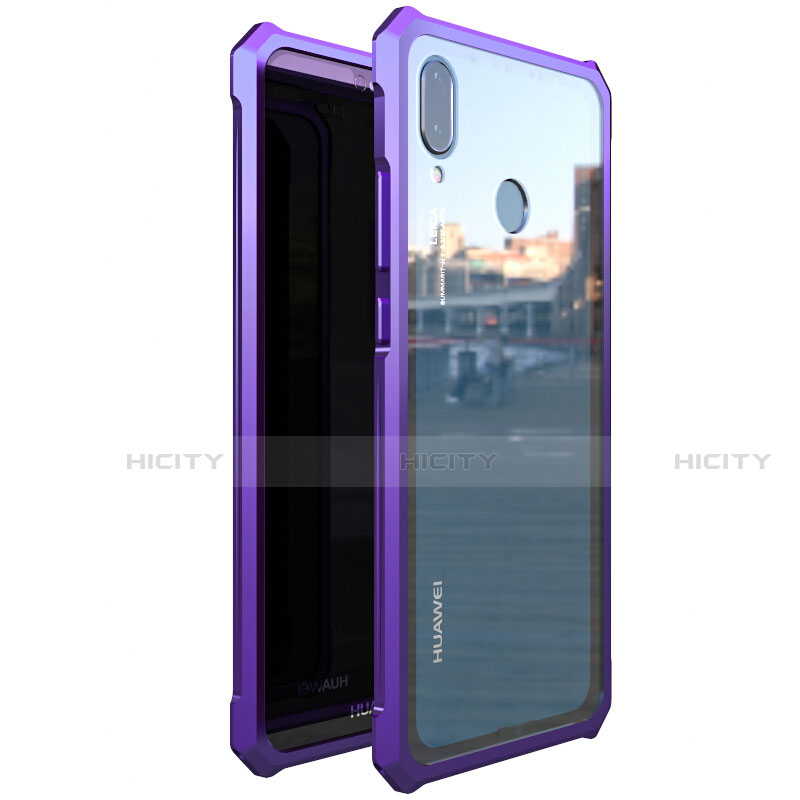 Funda Bumper Lujo Marco de Aluminio Espejo 360 Grados Carcasa M01 para Huawei P20 Lite Morado