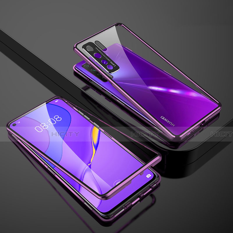 Funda Bumper Lujo Marco de Aluminio Espejo 360 Grados Carcasa M01 para Huawei P40 Lite 5G Morado