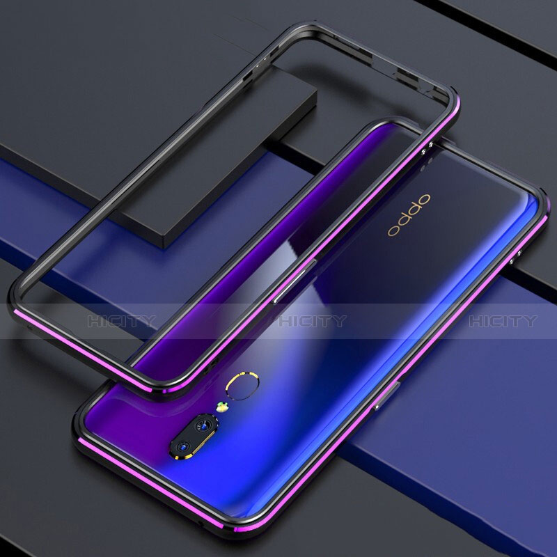 Funda Bumper Lujo Marco de Aluminio Espejo 360 Grados Carcasa M01 para Oppo A9 Morado