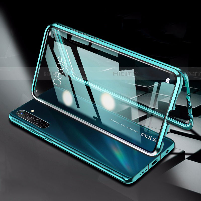 Funda Bumper Lujo Marco de Aluminio Espejo 360 Grados Carcasa M01 para Oppo K5 Verde