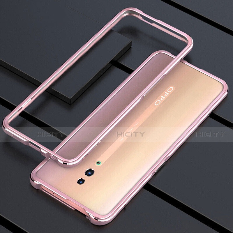 Funda Bumper Lujo Marco de Aluminio Espejo 360 Grados Carcasa M01 para Oppo Reno Oro Rosa