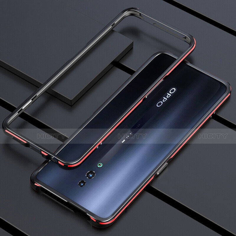 Funda Bumper Lujo Marco de Aluminio Espejo 360 Grados Carcasa M01 para Oppo Reno Rojo