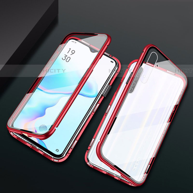 Funda Bumper Lujo Marco de Aluminio Espejo 360 Grados Carcasa M01 para Realme X2 Rojo