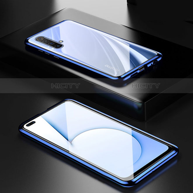 Funda Bumper Lujo Marco de Aluminio Espejo 360 Grados Carcasa M01 para Realme X50t 5G Azul