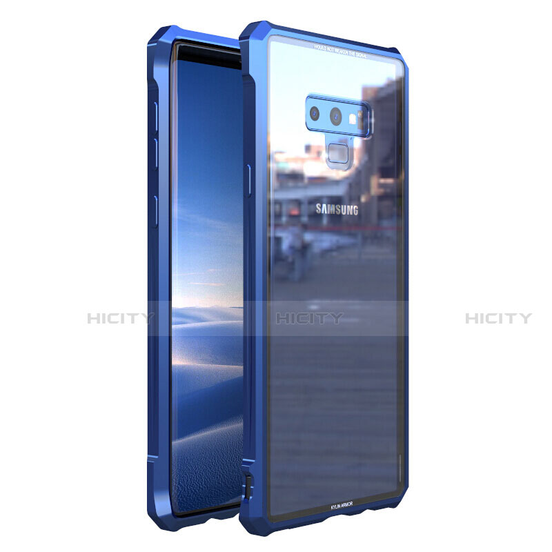 Funda Bumper Lujo Marco de Aluminio Espejo 360 Grados Carcasa M01 para Samsung Galaxy Note 9 Azul