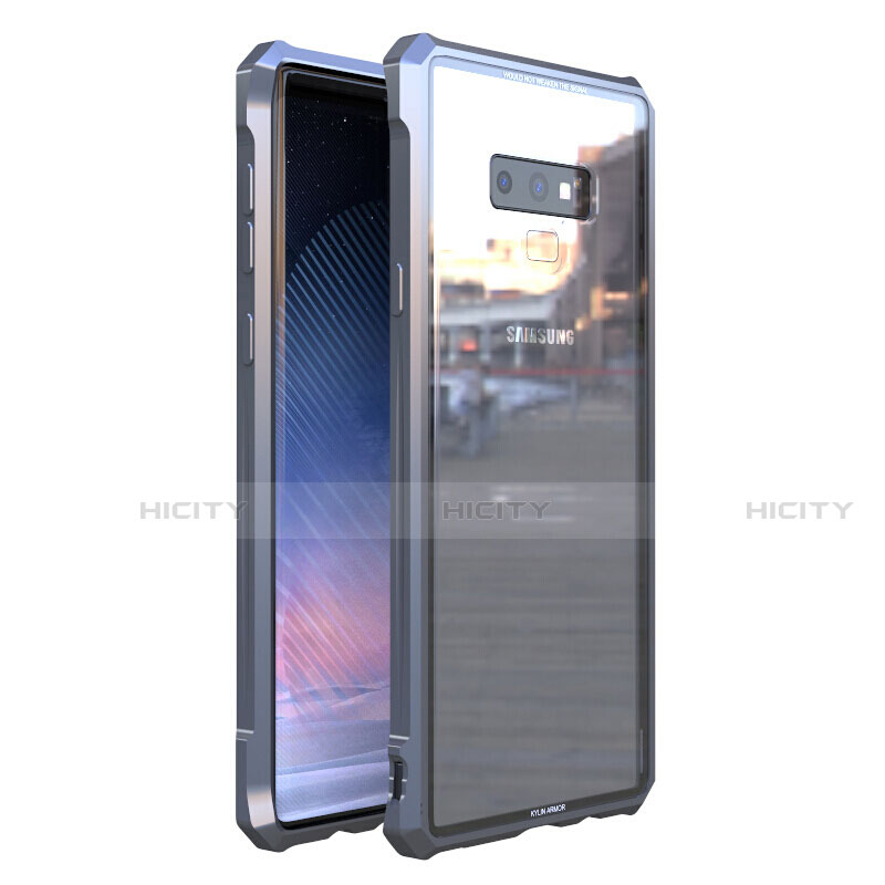 Funda Bumper Lujo Marco de Aluminio Espejo 360 Grados Carcasa M01 para Samsung Galaxy Note 9 Plata