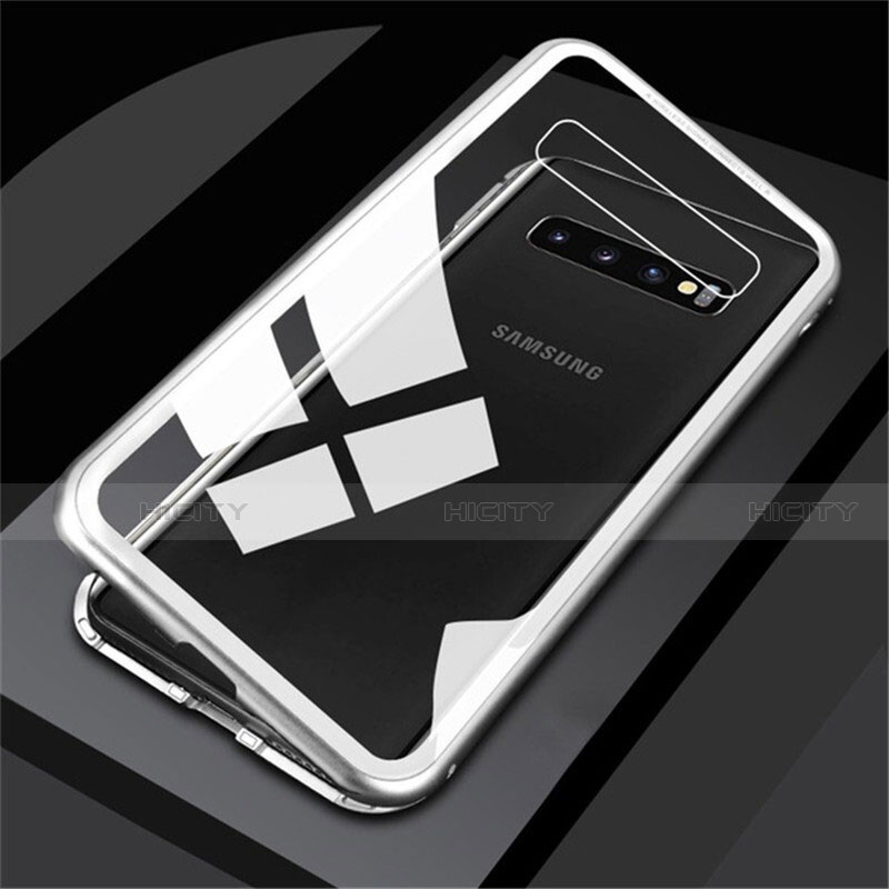 Funda Bumper Lujo Marco de Aluminio Espejo 360 Grados Carcasa M01 para Samsung Galaxy S10 5G Blanco