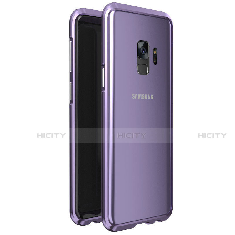 Funda Bumper Lujo Marco de Aluminio Espejo 360 Grados Carcasa M01 para Samsung Galaxy S9 Morado