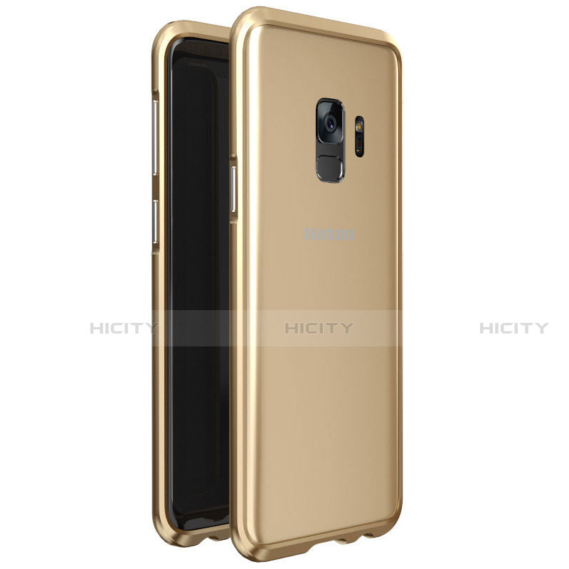 Funda Bumper Lujo Marco de Aluminio Espejo 360 Grados Carcasa M01 para Samsung Galaxy S9 Oro