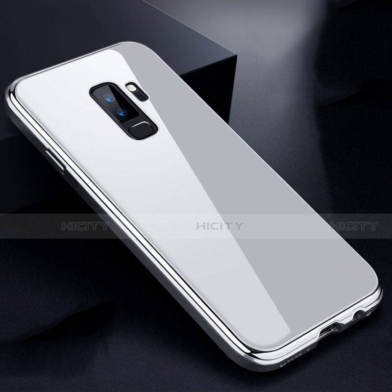 Funda Bumper Lujo Marco de Aluminio Espejo 360 Grados Carcasa M01 para Samsung Galaxy S9 Plus Plata