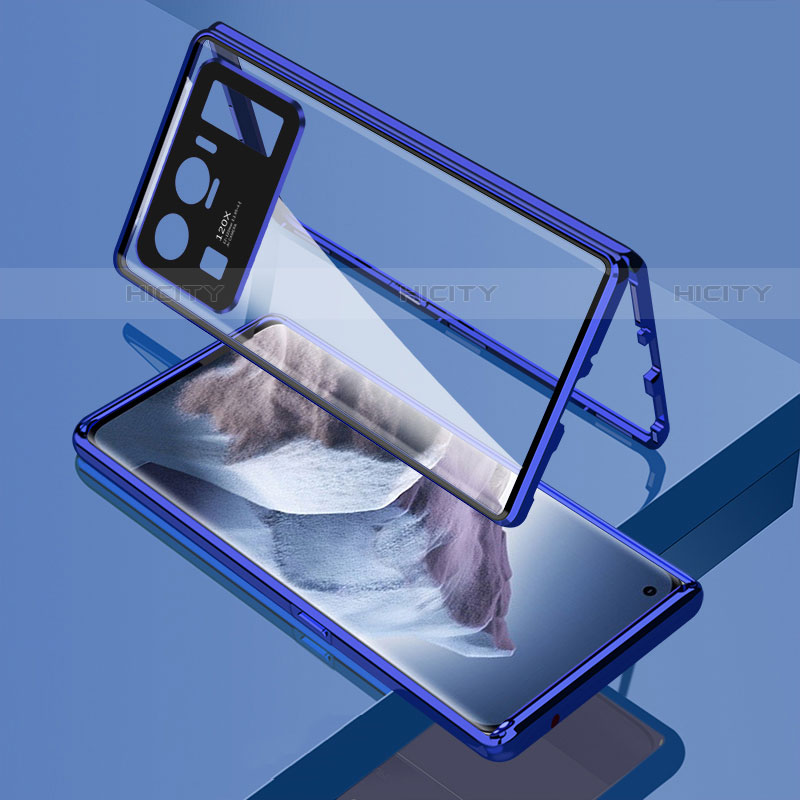 Funda Bumper Lujo Marco de Aluminio Espejo 360 Grados Carcasa M01 para Xiaomi Mi 11 Ultra 5G Azul