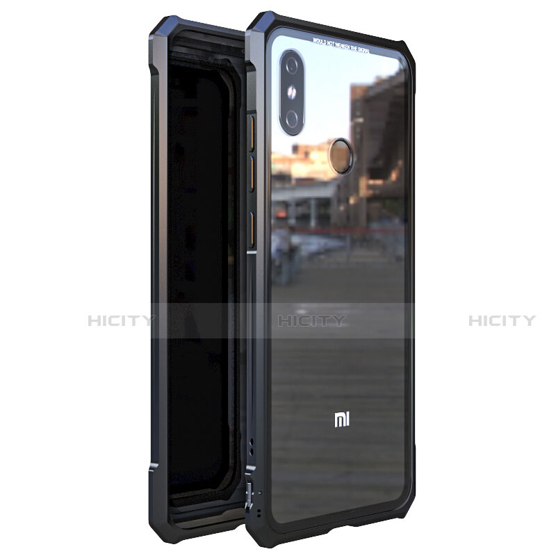 Funda Bumper Lujo Marco de Aluminio Espejo 360 Grados Carcasa M01 para Xiaomi Mi 8 Negro