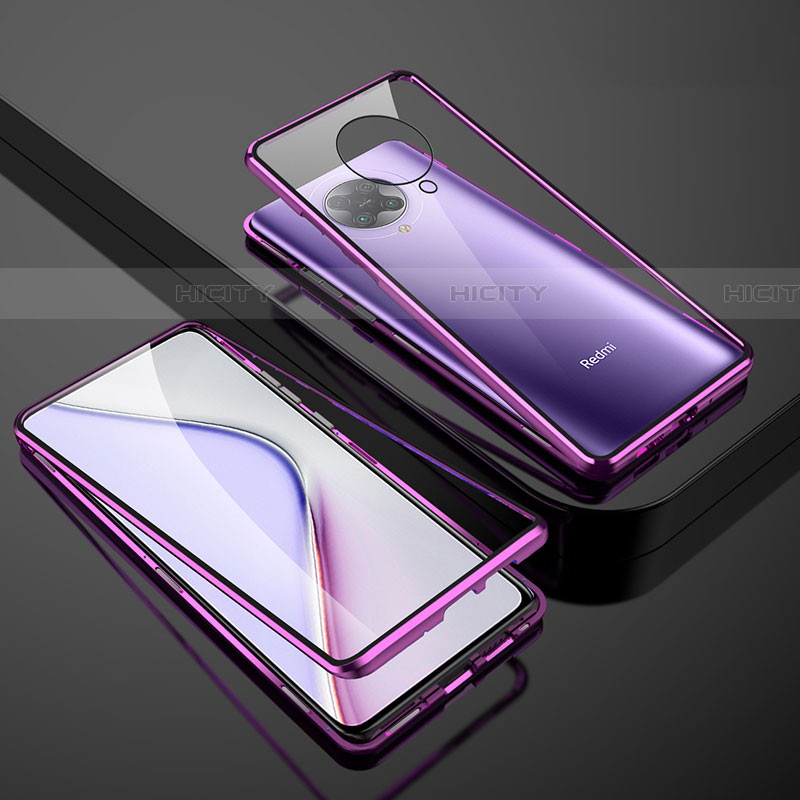 Funda Bumper Lujo Marco de Aluminio Espejo 360 Grados Carcasa M01 para Xiaomi Poco F2 Pro Morado