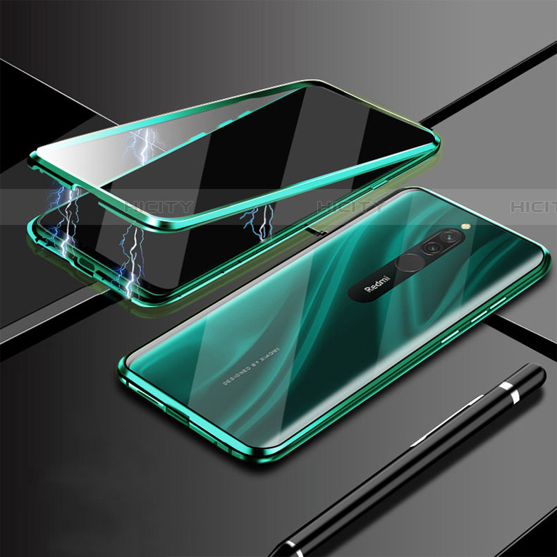 Funda Bumper Lujo Marco de Aluminio Espejo 360 Grados Carcasa M01 para Xiaomi Redmi 8 Verde