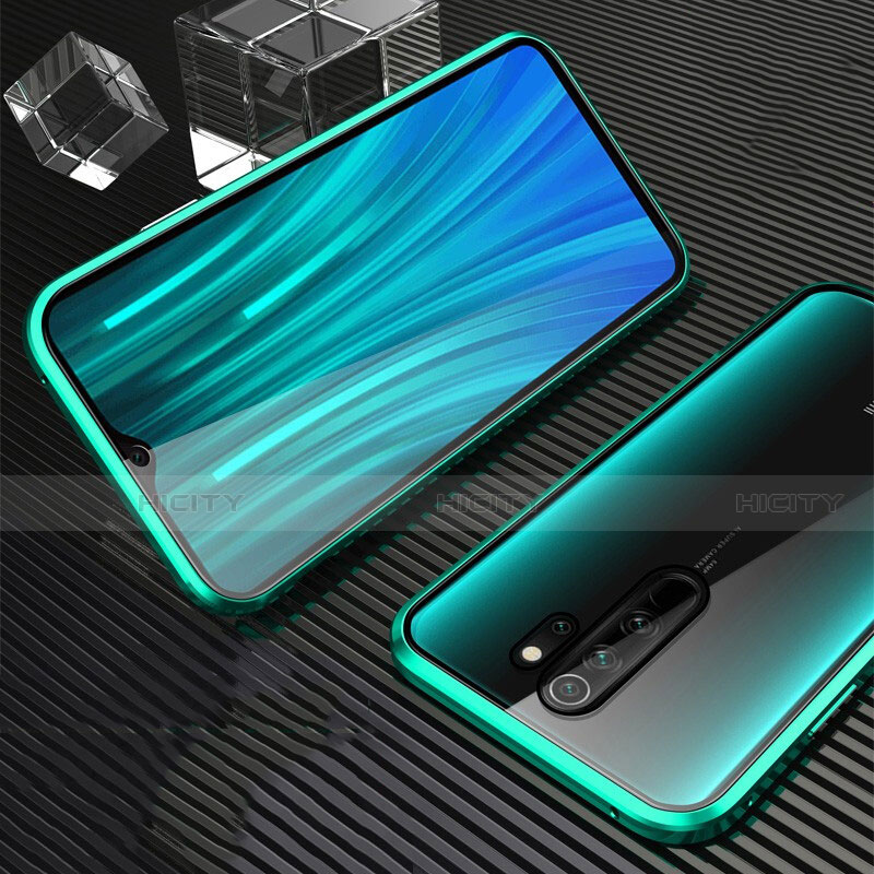 Funda Bumper Lujo Marco de Aluminio Espejo 360 Grados Carcasa M01 para Xiaomi Redmi Note 8 Pro Verde