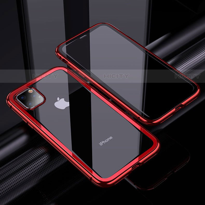 Funda Bumper Lujo Marco de Aluminio Espejo 360 Grados Carcasa M02 para Apple iPhone 11 Pro Max Rojo