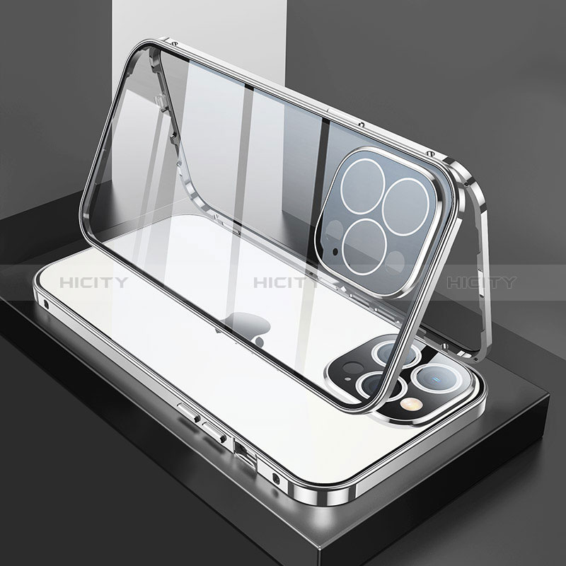 Funda Bumper Lujo Marco de Aluminio Espejo 360 Grados Carcasa M02 para Apple iPhone 14 Pro Max