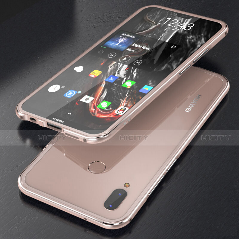 Funda Bumper Lujo Marco de Aluminio Espejo 360 Grados Carcasa M02 para Huawei Nova 3e Oro Rosa