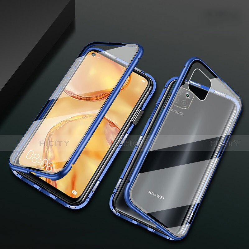 Funda Bumper Lujo Marco de Aluminio Espejo 360 Grados Carcasa M02 para Huawei Nova 6 SE Azul